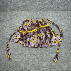 African Stars Womens Purple‎ Yellow Cotton Geometric Print Mini Skirt One Size